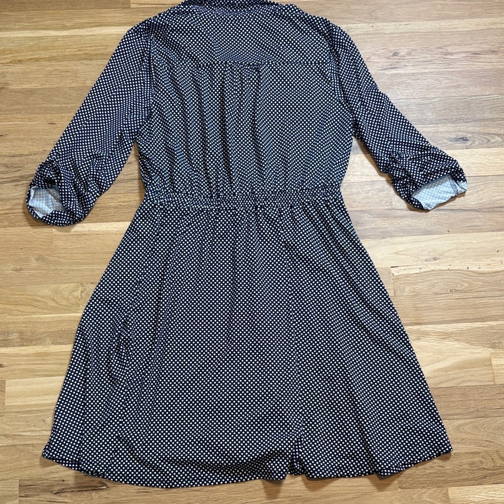 Indigo Rose Navy Polka Dot Midi Shirt Dress with Brown Belt Women’s L - Picture 14 of 16